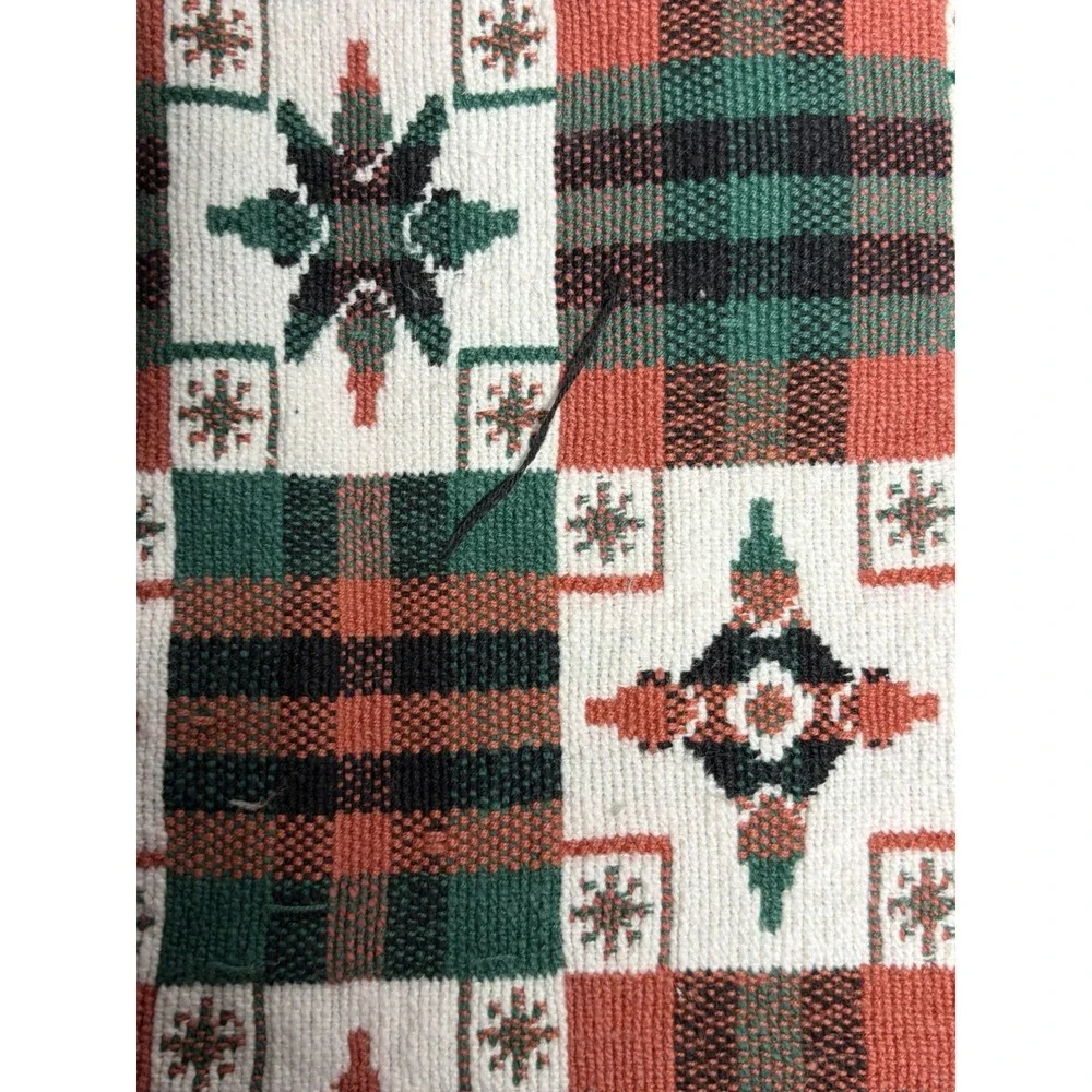 VTG Woven Christmas Placemats Set 6 Red Plaid Snowflake Cottagecore Fringe‎ Red